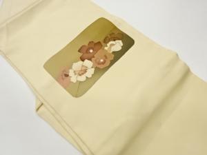 塩瀬金彩手描き花々模様刺繍名古屋帯